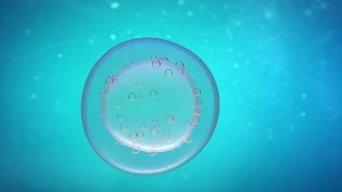 Microscopic injection procedure with needle entering a cell Stock Footage 325036960