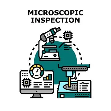 Microscopic inspection concept analyzing quality control Stock Illustration