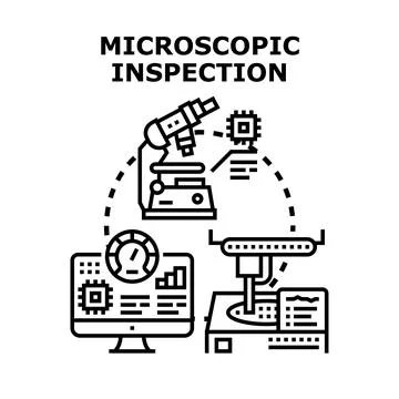 Microscopic inspection concept analyzing quality control Stock Illustration