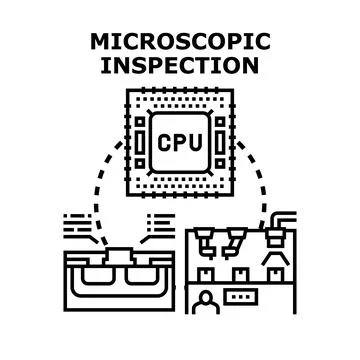 Microscopic inspection process of electronic components Illustrazione stock