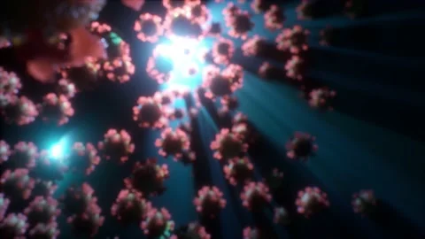 Microscopic level covid 19 cells Stock Footage 155220939