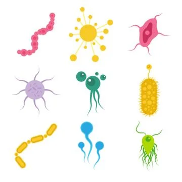 Microscopic microorganisms set vector illustration Stock Illustration