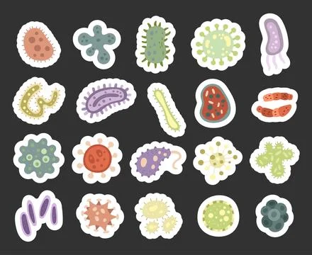 Microscopic organic bacteria form set Stock Illustration