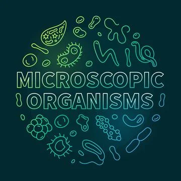 Microscopic Organisms vector Bacteriology concept thin line green round ban.. Stock Illustration
