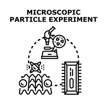 Microscopic particle experiment concept illustrating scientific research Stockillustratie