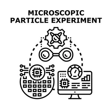 Microscopic particle experiment concept illustrating scientific research Stock Illustration