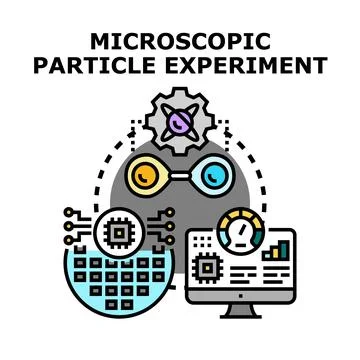 Microscopic particle experiment concept illustrating scientific research Stock Illustration