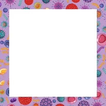 Microscopic Pathogen and Bacteria Border Illustration with Central Copy Space 스톡 일러스트