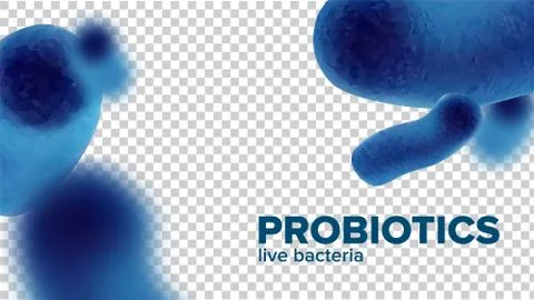 Microscopic Probiotics Live Blue Bacteria Vector Stock Illustration