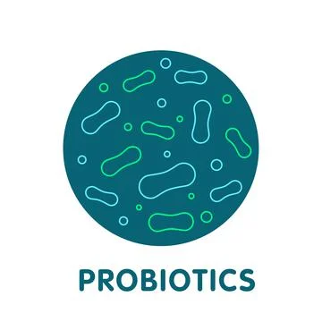 Microscopic probiotics set. Good bacteria and microorganisms for human health Stock Illustration