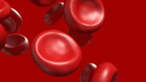Microscopic Red Blood Cells in Human Circulation 3d render. Stock Illustration