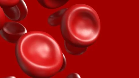 Microscopic Red Blood Cells in Human Circulation 3d render. Stock Illustration