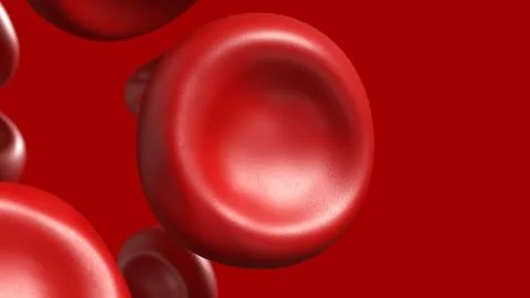 Microscopic Red Blood Cells in Human Circulation 3d render. Stock Illustration