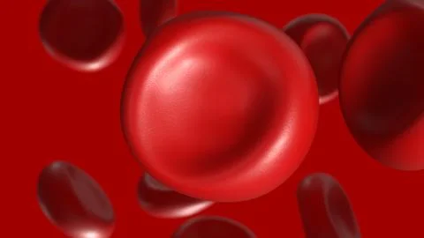 Microscopic Red Blood Cells in Human Circulation 3d render. Stock Illustration