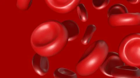 Microscopic Red Blood Cells in Human Circulation 3d render. Stock Illustration