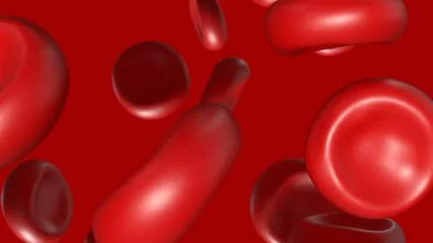 Microscopic Red Blood Cells in Human Circulation 3d render. Stock Illustration