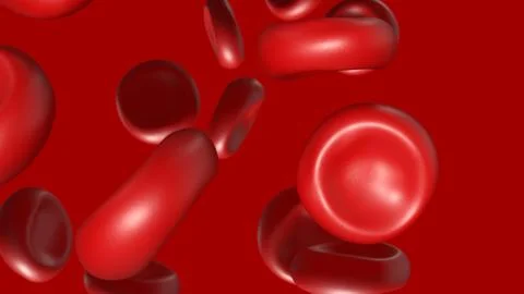 Microscopic Red Blood Cells in Human Circulation 3d render. Stock Illustration