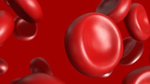 Microscopic Red Blood Cells in Human Circulation 3d render. Stock Illustration