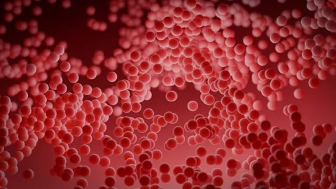 Microscopic red organic particles resembling floating biological cells Stock Footage 340183238