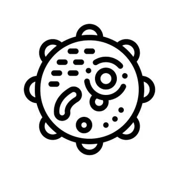 Microscopic Round Bacterium Vector Thin Line Icon Stock Illustration