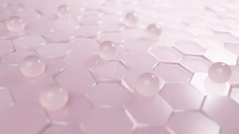 Microscopic Skincare Hydration Concept with Moisture Bubbles on Pink Skin Cells Stock Footage 329826419