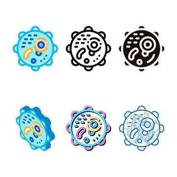 Microscopic types round bacterium vector thin line icon Stock Illustration