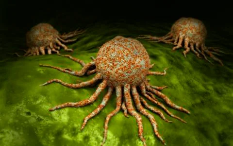 Microscopic view of cancer virus. Stock Illustration