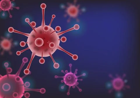 Microscopic view of cells coronavirus or COVID-19 with copy space. concept he Stock Illustration