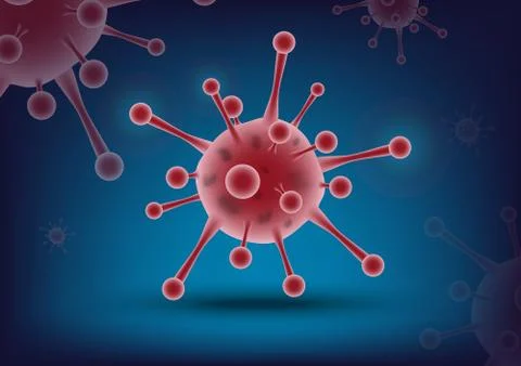 Microscopic view of cells coronavirus or COVID-19 with copy space. concept he Stock Illustration