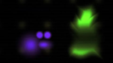 Microscopic view of cells with purple and green fluorescence. Stock Footage 337515506