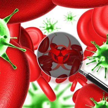 Microscopic view of corona virus cells. 3D illustration Stock Illustration