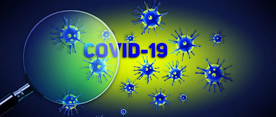 Microscopic view of corona virus cells. 3D illustration Stock Illustration