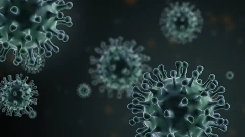 Microscopic View of Corona Virus Covid 19 with Shallow Depth of Field - 3D Stock Footage 141472875