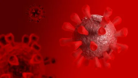 Microscopic view of coronavirus. Concept illustration. 3D Rendering Stock Illustration