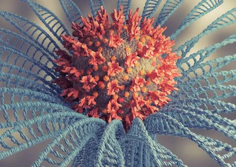 Microscopic view coronavirus omicron variant or B.1.1.529 Stock Illustration