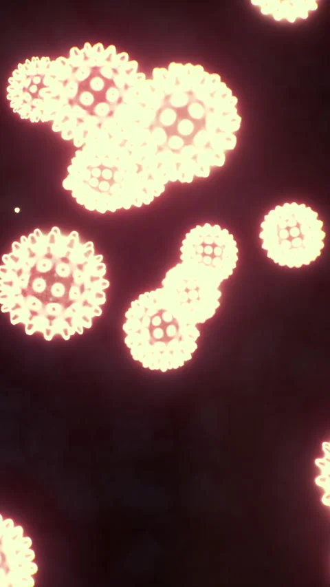 Microscopic view of glowing particles floating in dark space environment Stock Footage 336025753