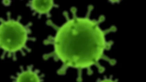 Microscopic View of Green Virus Cells on a Black Background. Stock Footage 340023628