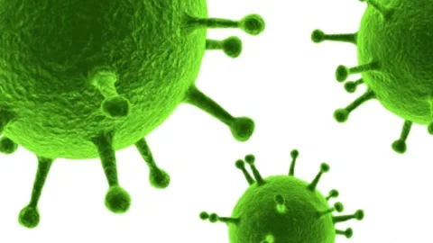 Microscopic View of Green Virus Cells on White Background. Stock Footage 340024275