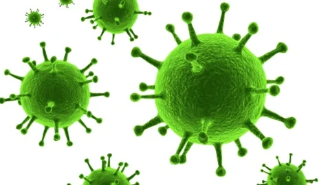 Microscopic View of Green Virus Cells on White Background. Stock Footage 340024677