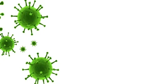 Microscopic View of Green Virus Cells on White Background. Stock Footage 340024714