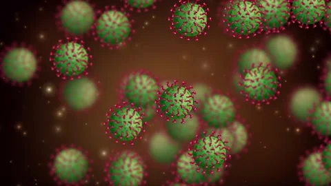 Microscopic View of Green Virus Cells Floating Over Dark Background Stock Footage 340195390