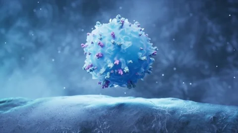 Microscopic view of immune cell or virus particle floating in biological fl.. Stock Footage 328332614