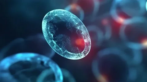 Microscopic view of moving molecules of matter. Scientific and medical concept. Stock Footage 239936544