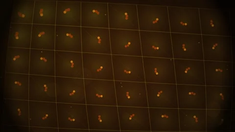 Microscopic View: Organized Cells in Grid Pattern with Glowing Aura Stock Footage 346660778