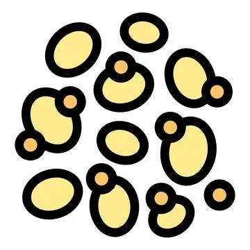 Microscopic view of reproducing cells showing budding process Stock Illustration