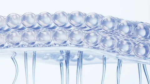 Microscopic view of skin layer structure with hydrating moisture capsules a.. Video stock 327112301