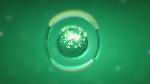 Microscopic view of a stem cell. Floating healthy cell in liquid. Laboratory Stock-Footage 124095262