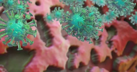 Microscopic View of Virus Spread on Human Tissue Stock Footage 291090113