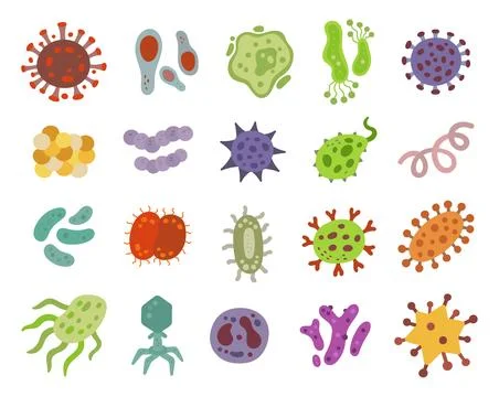 Microscopic virus form set in scandinavian style Stock Illustration