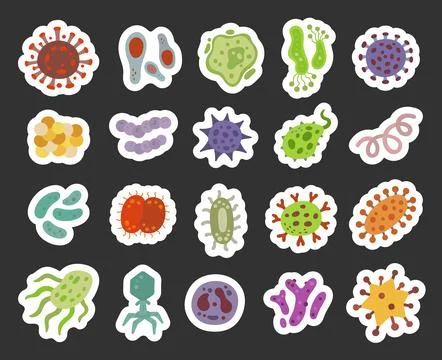 Microscopic virus form set in scandinavian style Stock Illustration